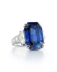 Emerald Cut Sapphire and Diamond Ring