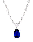 Sapphire Pendant Diamond Station Necklace