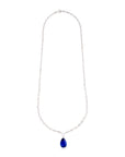 Sapphire Pendant Diamond Station Necklace