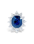 Cushion Cut Sapphire and Diamond Ring