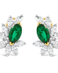 Oscar Heyman Emerald and Diamond Cluster Earrings