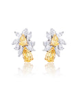 Fancy Yellow and White Diamond Cluster Earrings