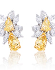 Fancy Yellow and White Diamond Cluster Earrings