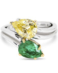 Harry Winston Yellow Diamond and Emerald Ring