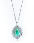 Pear Shape Emerald and Diamond Pendant