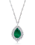 Pear Shape Emerald and Diamond Pendant