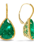 Emerald and Yellow Diamond Drop Earrings