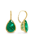 Emerald and Yellow Diamond Drop Earrings