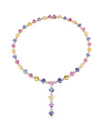 Bayco Heart Shape Sapphire and Diamond Necklace and Earring Suite