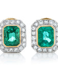 Emerald Cut Emerald and Diamond Earrings