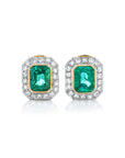 Emerald Cut Emerald and Diamond Earrings