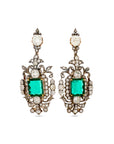 Victorian Diamond and Emerald Dangle Earrings