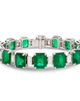 Emerald Cut Emerald and Diamond Bracelet