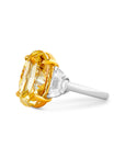 Oval Cut Fancy Intense Yellow Diamond Three-Stone Ring