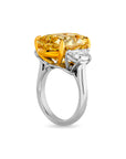 Oval Cut Fancy Intense Yellow Diamond Three-Stone Ring