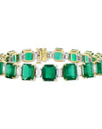 Emerald Cut Emerald and Diamond Bracelet