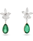 Pear Shape Emerald and Diamond Dangle Earrings