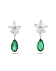 Pear Shape Emerald and Diamond Dangle Earrings