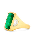 Emerald Cut Zambian Emerald Bezel Set Ring