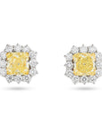 Fancy Yellow and White Diamond Halo Earrings