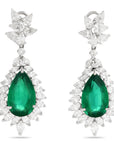 Pear Shape Emerald and Diamond Chandelier Earrings