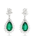 Pear Shape Emerald and Diamond Chandelier Earrings