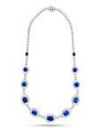 Diamond and Sapphire Halo Necklace