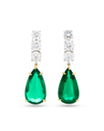 Pear Shape Emerald and Diamond Earrings