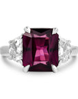 Emerald Cut Spinel and Diamond Three-Stone Ring