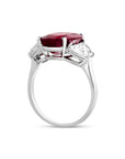 Oval Cut Ruby and Diamond Three-Stone Ring