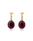 Oval Cut Ruby Collet Set Earrings