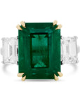 Emerald Cut Emerald and Diamond Three-Stone Ring