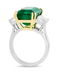 Emerald Cut Emerald and Diamond Three-Stone Ring