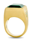 Emerald Cut Emerald and Fancy Yellow Diamond Gypsy Ring