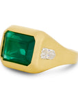 East West Bezel Set Emerald and Diamond Gypsy Ring