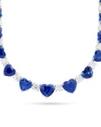 Heart Shape Diamond and Sapphire Necklace