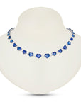 Heart Shape Diamond and Sapphire Necklace