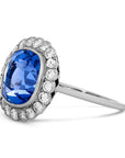 Art Deco Platinum Diamond and Sapphire Halo Ring