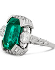 Mid-Century Diamond and Emerald Ring