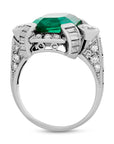 Mid-Century Diamond and Emerald Ring