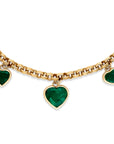 Graduated Heart Shape Emerald Bezel Set Necklace