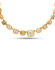 Multicolor Old Mine Cut Diamond Riviera Collet Necklace