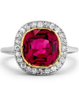 Antique Edwardian Cushion Cut Spinel and Diamond Ring