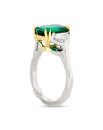 Emerald Cut Emerald and Diamond Three Stone Ring