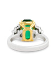Emerald Cut Emerald and Diamond Three Stone Ring