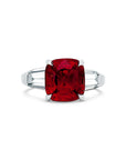 Cushion Cut Spinel and Diamond Three-Stone Ring
