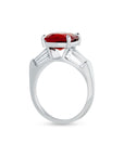 Cushion Cut Spinel and Diamond Three-Stone Ring