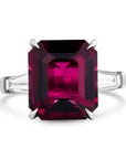 Emerald Cut Spinel and Diamond Three-Stone Ring