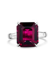 Emerald Cut Spinel and Diamond Three-Stone Ring