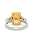 Cushion Cut Fancy Intense Yellow Diamond Three-Stone Ring
